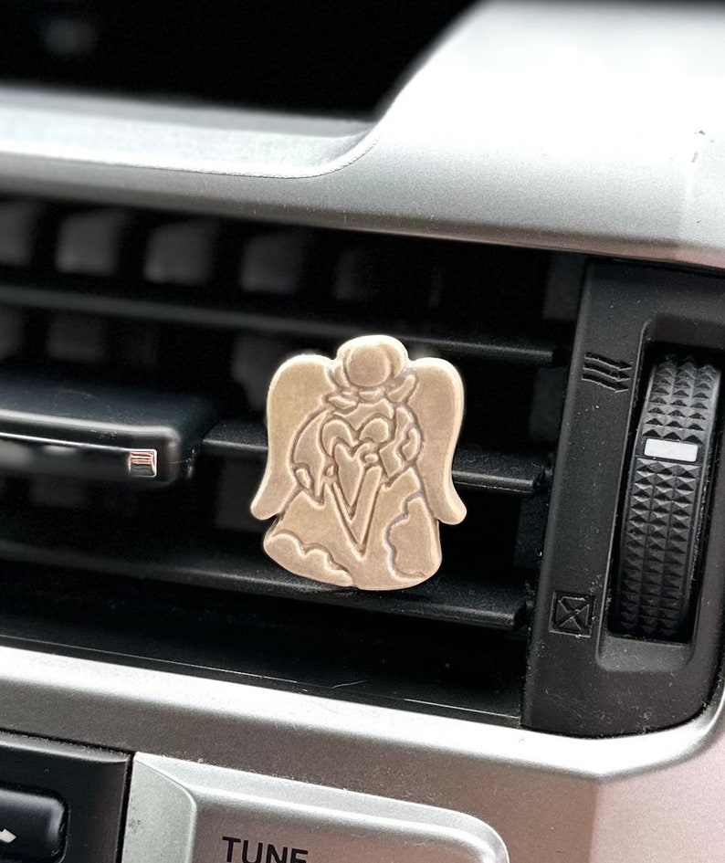 Car guardian Angel Air vent clip Car Clip Guardian Angel Gift idea handmade ceramics car accessories Angel gift for driver image 1