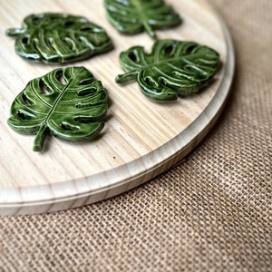 Monstera Leaf Magnet Ceramics Magnet Small Magnet Stocking Stuffer Monstera Plant Plant Parent Home Decor Fridge Magnet image 2