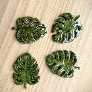 Monstera Leaf Magnet Ceramics Magnet Small Magnet Stocking Stuffer Monstera Plant Plant Parent Home Decor Fridge Magnet image 4