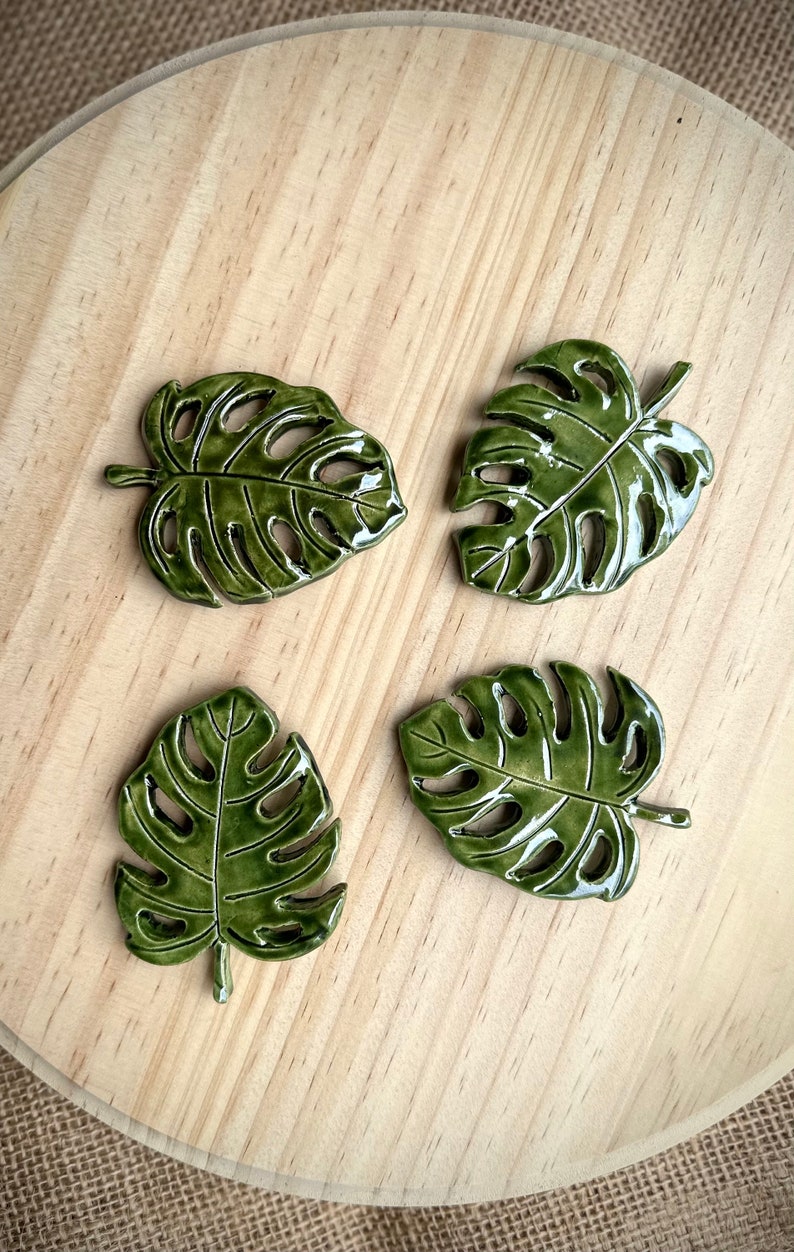 Monstera Leaf Magnet Ceramics Magnet Small Magnet Stocking Stuffer Monstera Plant Plant Parent Home Decor Fridge Magnet image 4