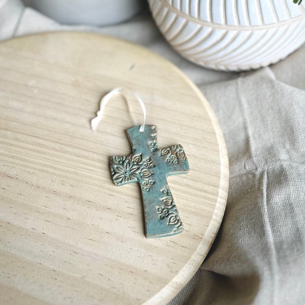 Cross Ornament | Ceramics Ornament | Cross | Home Decor| Christian Art |Christian | Handmade Gift | Baptism | Communion | Wedding Gift