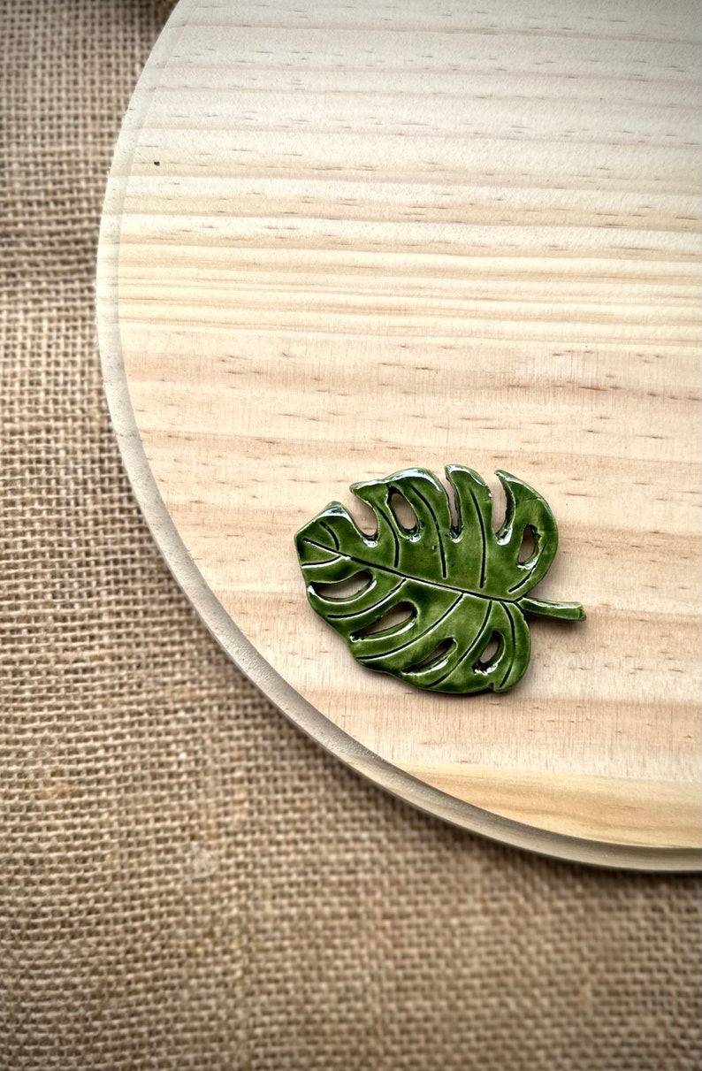 Monstera Leaf Magnet Ceramics Magnet Small Magnet Stocking Stuffer Monstera Plant Plant Parent Home Decor Fridge Magnet image 3