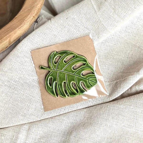 Imán de hoja de Monstera / Imán de cerámica / Imán pequeño / Relleno de medias / Planta de Monstera / Planta madre / Decoración del hogar / Imán de refrigerador