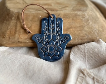 Hamsa Hand Ornament |  Evil Eye | Esoteric decor | Spiritual decor | Ceramics ornament | Boho decor | Wall decor | Yoga | Christmas Ornament