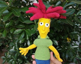 Decorazione peluche fatta a mano Bob dei Simpson fatta all'uncinetto Dude