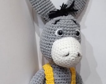 Schema all'uncinetto Marco l'asino PDF, facile da realizzare, modello Amigurumi di animali grigi, graziosi schemi all'uncinetto