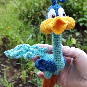 Crochet Road Runner Bird Cartoon Character Blue Handmade Plush Toy For Babies And Kids Yellow chick Swift duck Long-legged blue treacle