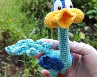 Personaggio dei cartoni animati di Road Runner Bird lavorato all'uncinetto, peluche blu fatto a mano per neonati e bambini, pulcino giallo, anatra veloce, melassa blu dalle lunghe zampe