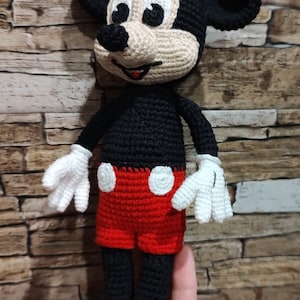 Topolino fatto a mano, Personaggio dei cartoni animati americani, Lavorato a maglia per giocare e coccolare, Per bambini e souvenir, Commedia giocosa Topo nero, Rosso