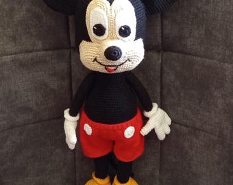Knitted Mickey Mouse Doll, 16 inch Knitted Cartoon Character
