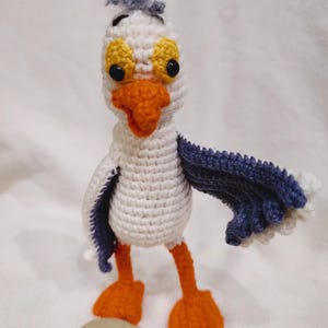 The Little Mermaid seagull, knitted seagull, Ariel's seagull, seagull of the little mermaid, white seagull, white bird