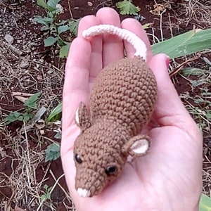 Knitted Little Realistic Mouse, Brown Play Mouse, Long Pink Tail Mouse, Brown Rodent, Cute Mouse, Gift MouseKnitted Little Realistic Mouse,