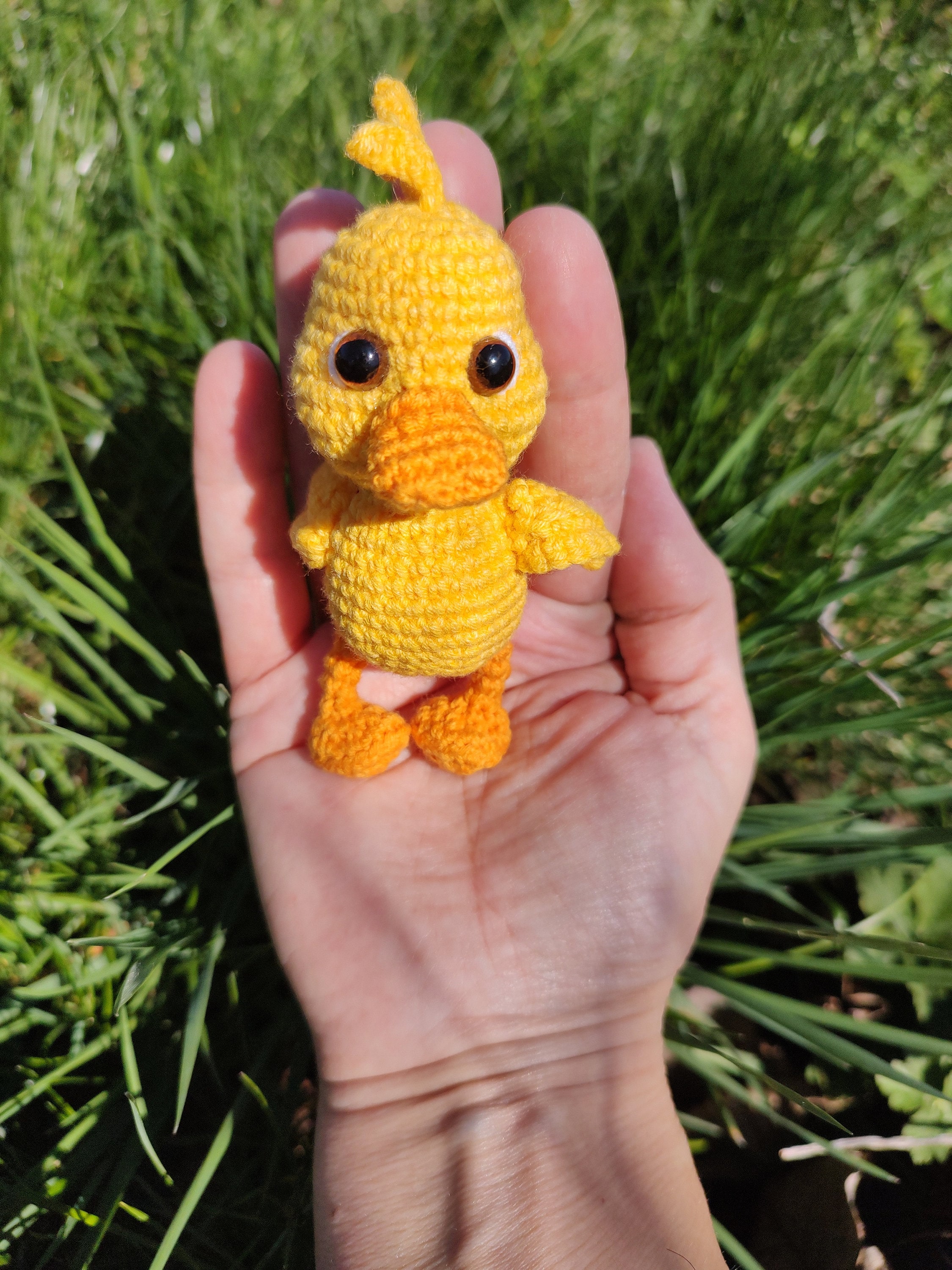 Handmade Crochet Duck Toy in Green Jumpsuit main image 0