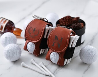 Kompakte personalisierte Golf Reisetasche-Golfball und Tees Träger-Leder Golf Beutel-Golfzubehör Tasche-Golf-Geschenke für Ihn