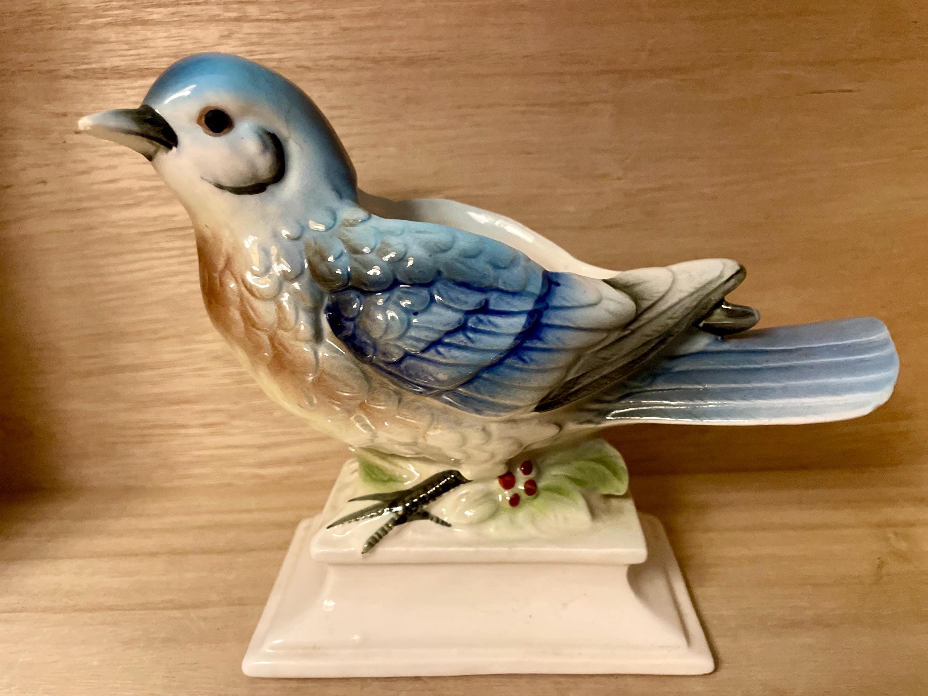 Vintage Handpainted Blue Jay Ceramic Planter by Tilso Japan - Etsy