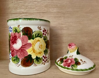 Vintage Andrea by Sadek Flowery Italian Style Ceramic Jar With Lid