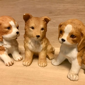 Vintage Porcelain Homco Puppies, set of three
