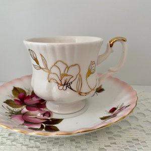 Vintage mismatched Royal Albert Saucer and Teacup set, fine bone china teacup and saucer