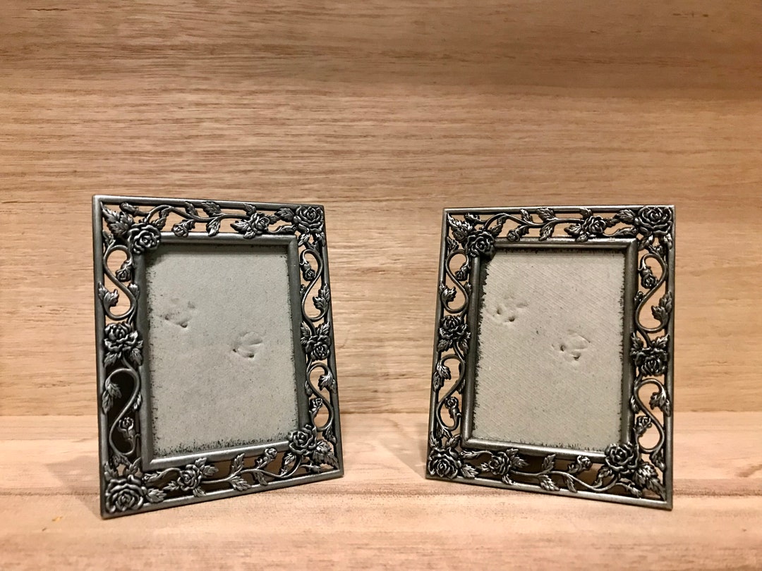 Pair of Small Vintage Metal Frames With Rose Borders Etsy