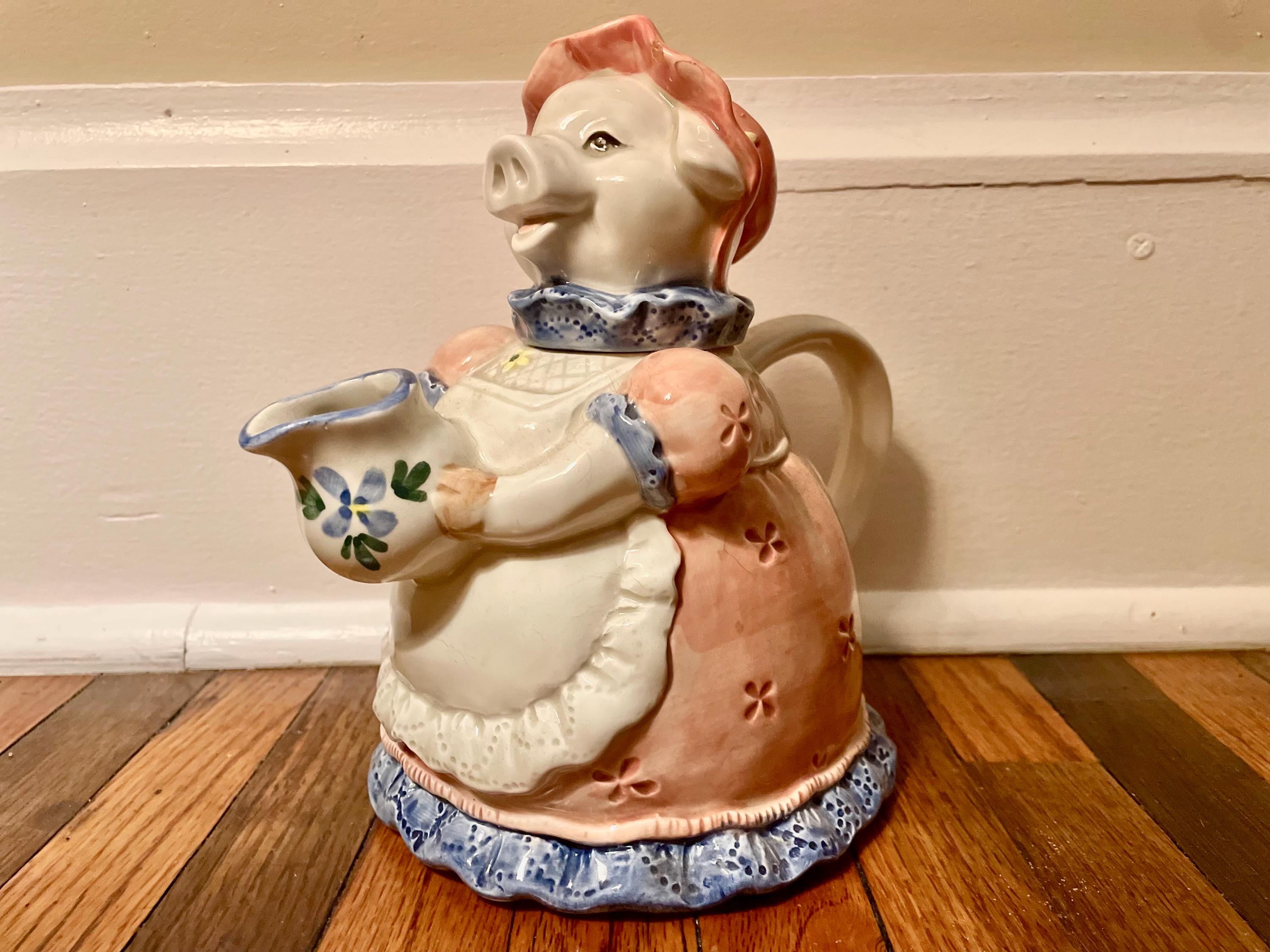 Vintage Otagiri Pig in Dress and Bonnet Teapot - Etsy India