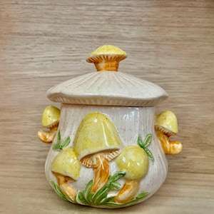 Vintage Arnel's Ceramic Merry Mushroom Sugar Bowl with Lid