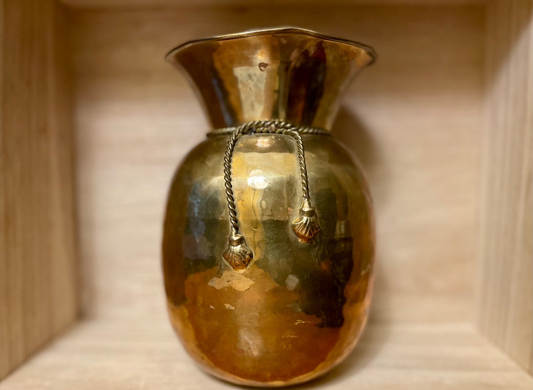 String Wrapped Vase Vintage Brass Vase With String Adornment - Etsy