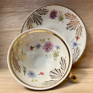 Floral Gold Accent Winterling Bavaria Teacup & Saucer Set