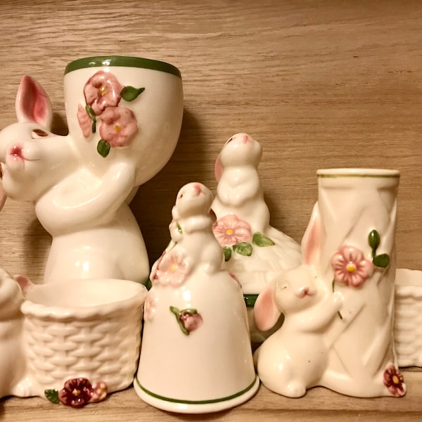 Vintage Avon Bunny Collection, bell, small plate