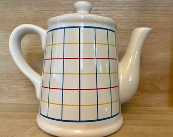 Vintage 90s Rainbow Grid Teapot