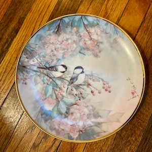 Vintage goudgerande mes met zwarte dop - Song of the Cherry Blossom 1992