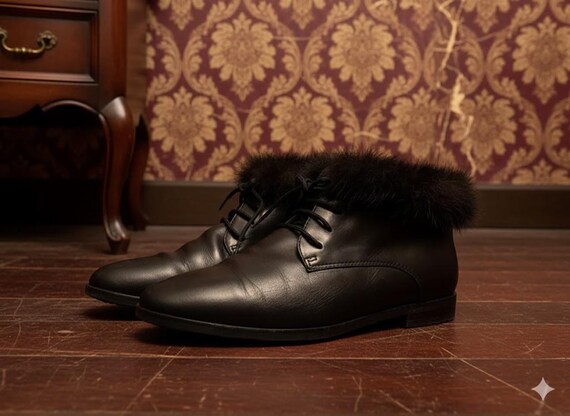 Vintage Bruno Magli Leather Ankle Boots With Fur - Made in  display picture 1