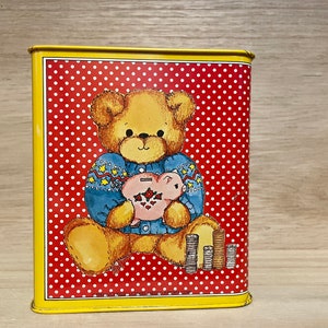 Vintage Enesco Teddy Bear Tin Bank Book