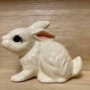 Vintage Ceramic White Rabbit Statue