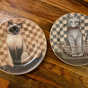 Set di due piatti a forma di gatto marrone di David Carter