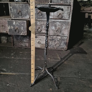 candle holder for pillar candle hand forged 16"