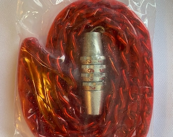 Vintage Bike Bicycle chain with combination lock Metal with a Red Vinyl Cover 36" Long Barrel Style Lock