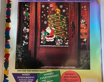 Christmas Decorations Classic Christmas combines Jolly Santa & Workshop 280 pieces Super Set Window Clings Vintage Stik-EES Vinyl Decals NEW