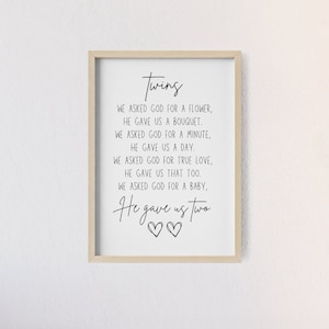 twins nursery printable sign | twin nursery decor | twin girls decor | twin boys decor | twins baby shower gift idea | gift for twins