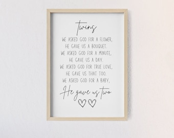 twins nursery printable sign | twin nursery decor | twin girls decor | twin boys decor | twins baby shower gift idea | gift for twins