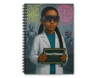 Personalized Robot Girl STEM Notebook: Spiral Bound Journal