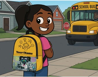 Personalized Robot Girl Backpack: Kids School Bag, Custom Name