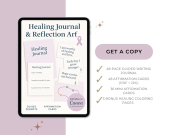 Cancer Healing Journal Bundle: Affirmation Cards, Self-Care Gift (Digital Download)