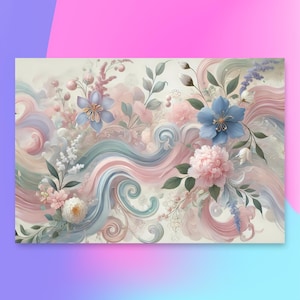 Carta da regalo floreale pastello / Elegante carta da regalo per matrimonio, carta da regalo romantica per lei, fogli regalo per baby shower o primavera, confezione da 3