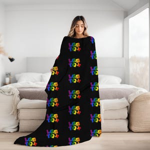 Pride Rainbow LGBTQ+ Blanket | Authentic Love Throw | June Pride Month Gift | Empowerment Home Decor | Gay Pride Flag Blanket | Love Is Love