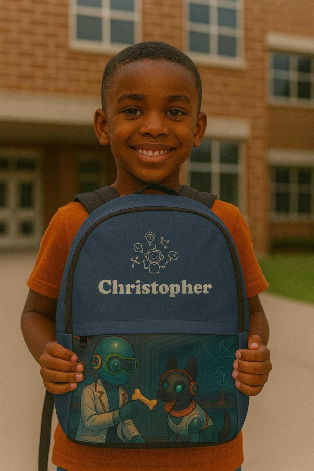 Robotboy Backpack Custom Robot Boy Backpack | Personalized Name Book Bag, Unique Boys ...