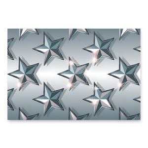 Papier do pakowania Silver Star | Nowoczesne metaliczne opakowanie na prezenty | Błyszczący geometryczny papier świąteczny, urodzinowy, świąteczny