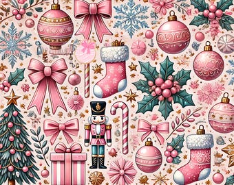 Pink Nutcracker Christmas Wrapping Paper | Holiday Gift Wrap Set | Ballet Inspired Design | 3 Sheets Gift Wrapping Paper