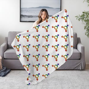 Transgender Pride Flag Throw Blanket: LGBTQ+ Gender Symbol Blanket
