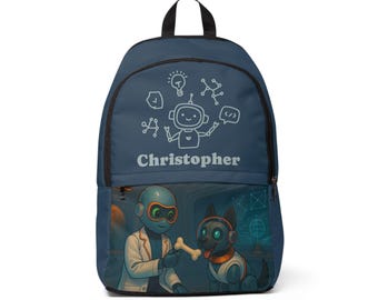 Personalized Robot Boy Backpack: Waterproof School Bag