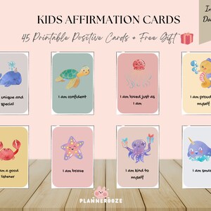 Conjunto de tarjetas de estación de afirmación positiva imprimibles para niños, tarjetas flash positivas para niños, amor propio, autoestima, confianza, descarga instantánea